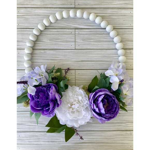 Summertime Door Decor, Summer Bead Hoop Wreath, Farmhouse Decor, Country Decor - Picture 6 of 10